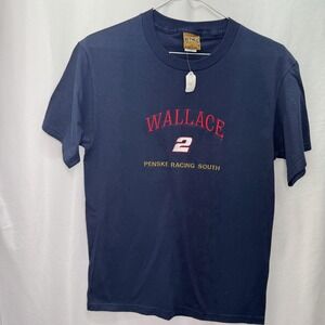 Vintage Penske Racing Shirt Mens M Blue NASCAR Racing Rusty Wallace Nutmeg 90s